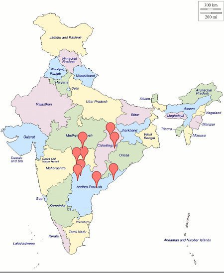 Map of the Adore Contractors (P) Ltd Locations